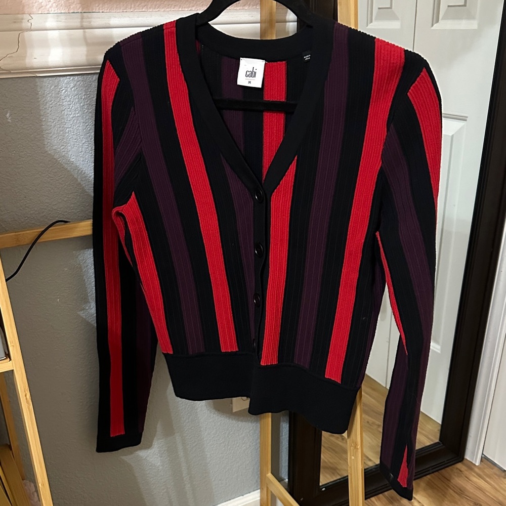 cabi Royal Pullover Striped Cardigan Sweater Size M